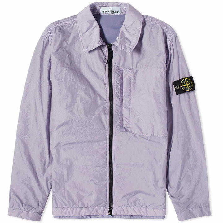 Photo: Stone Island Men's Crinkle Reps Zip Overshirt in Lavender