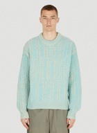 Contrasting Knit Sweater in Light Blue