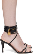 TOM FORD Black Soft Calf Ankle Wrap Heeled Sandals