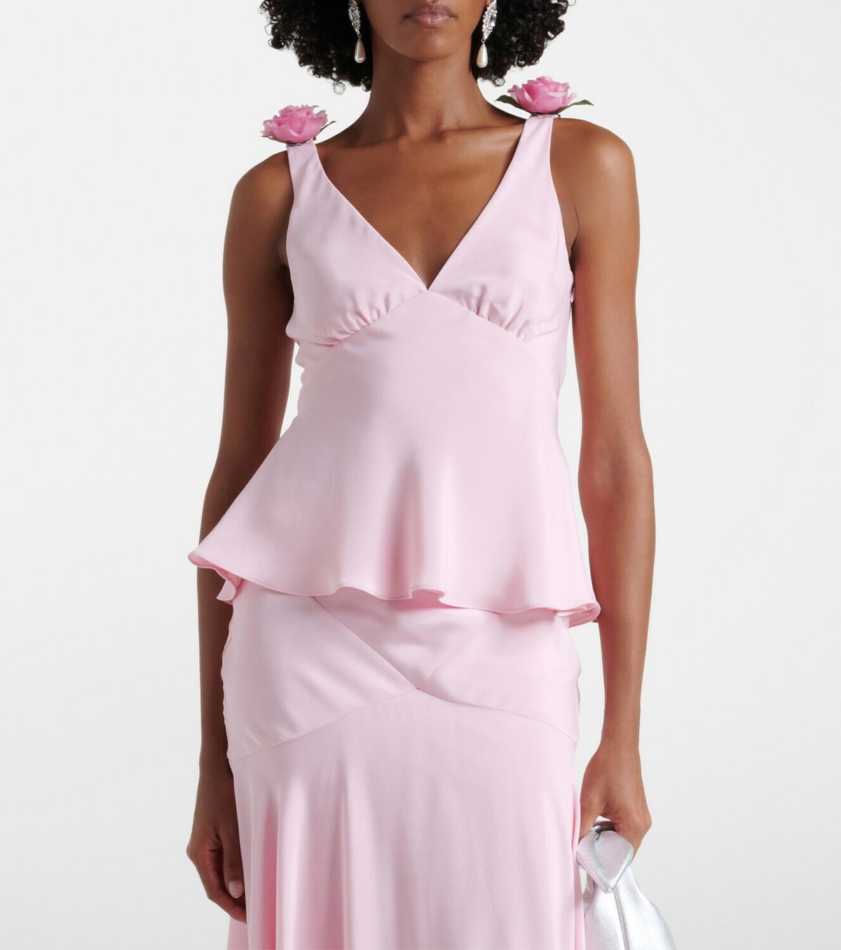 Rodarte Floral-appliqué silk crêpe top