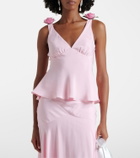 Rodarte Floral-appliqué silk crêpe top