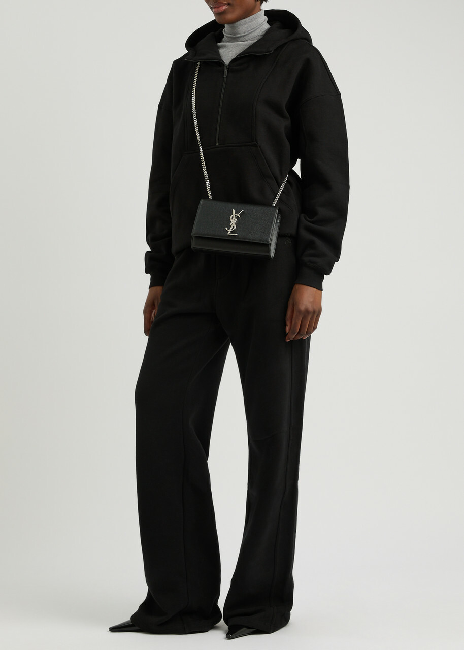 Saint Laurent Panelled Half-zip Hooded Cotton Sweatshirt Black