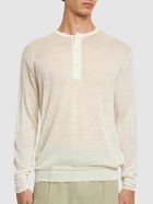 AURALEE Henley Wool & Silk Knit Sweater