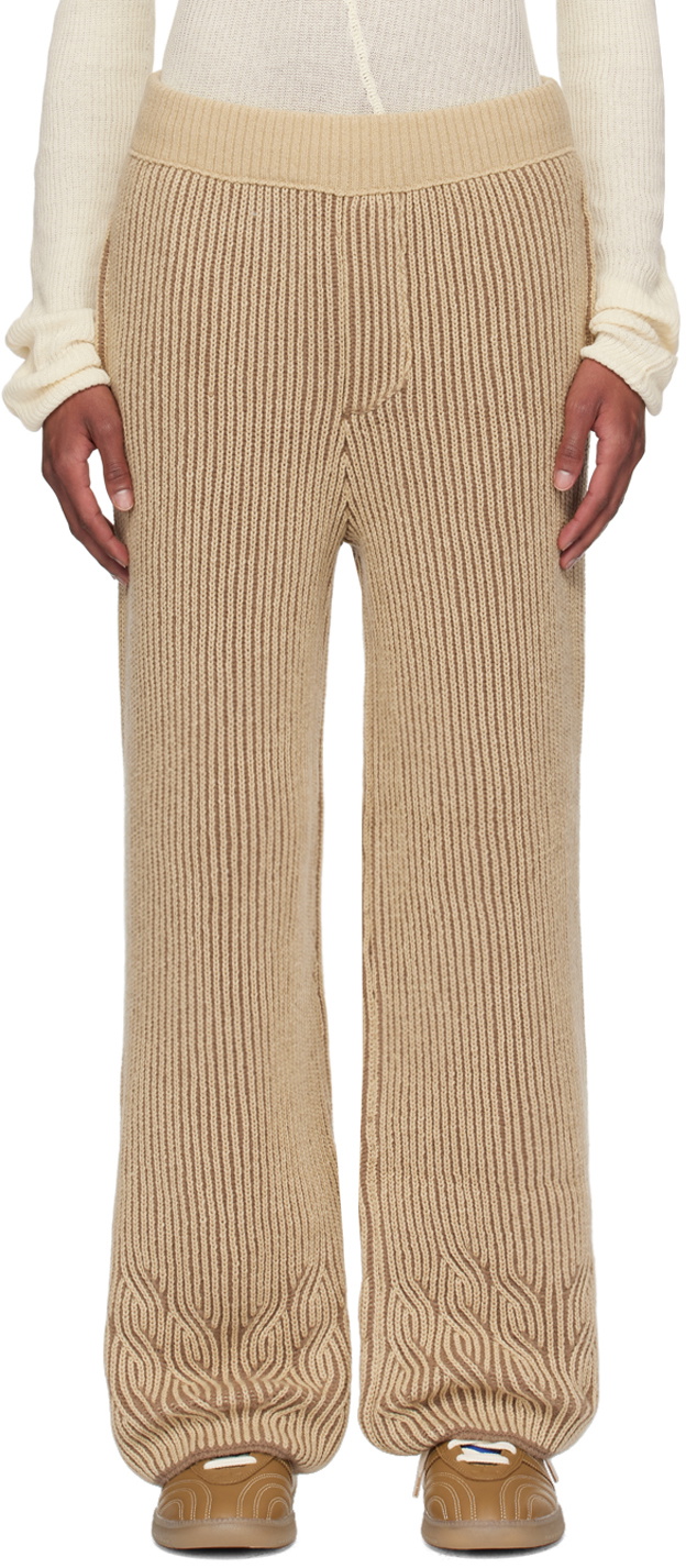 Isa Boulder SSENSE Exclusive Beige Rover Twisty Stripe Trousers