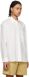 Solid Homme White Hidden Button Shirt