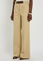 Tory Burch Belted Straight-leg Cotton-twill Trousers Khaki
