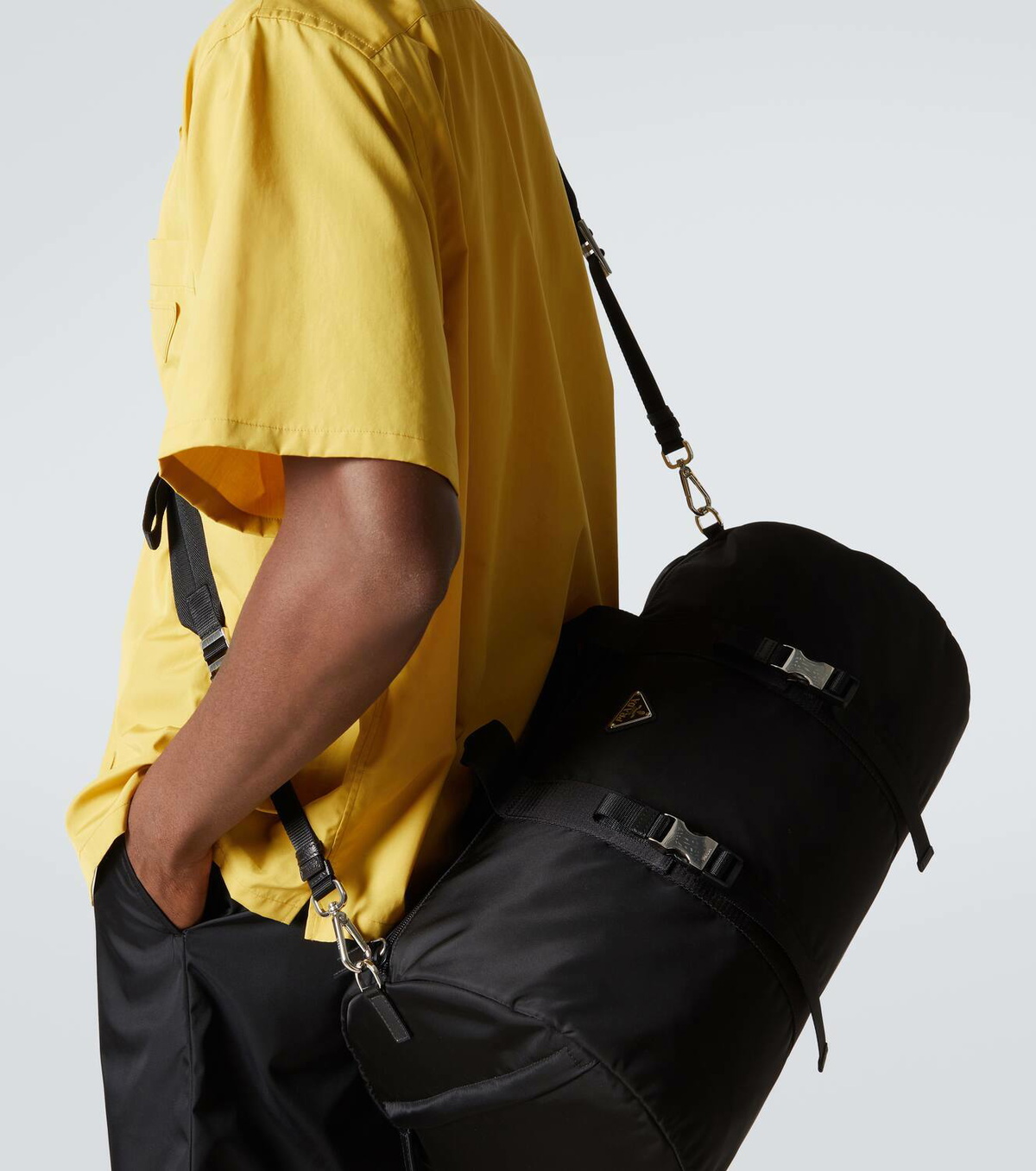 Prada Re-Nylon leather-trimmed duffel bag