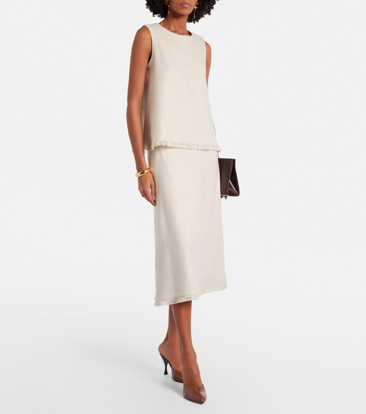 'S Max Mara Fiocchi linen and cotton midi skirt