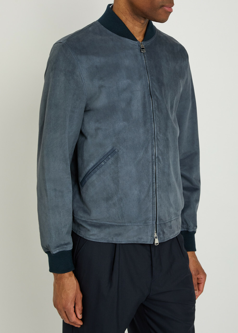 Valstar Evans Suede Bomber Jacket Blue