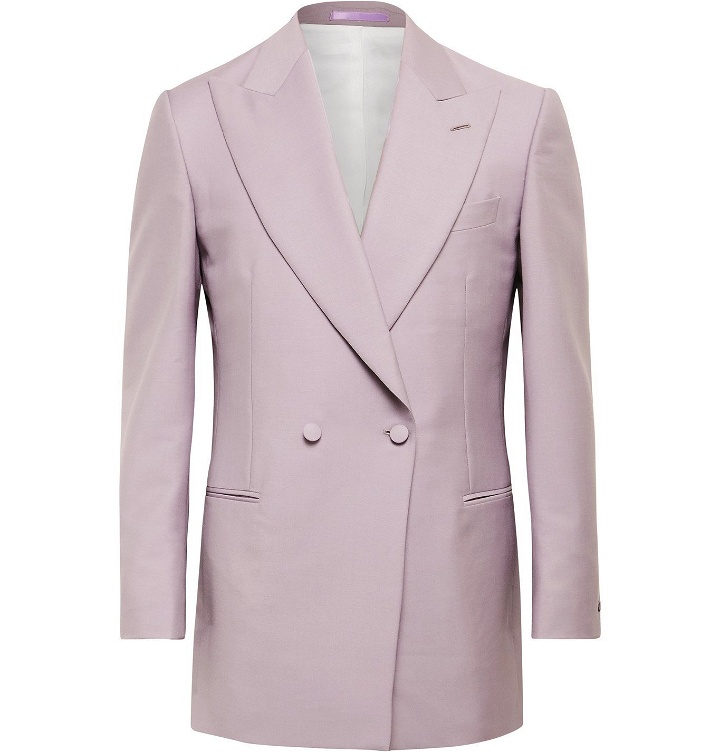 Photo: Maximilian Mogg - Double-Breasted Mohair and Wool-Blend Tuxedo Jacket - Purple