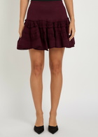 Alaïa Ruffled Wool-blend Mini Skirt Burgundy