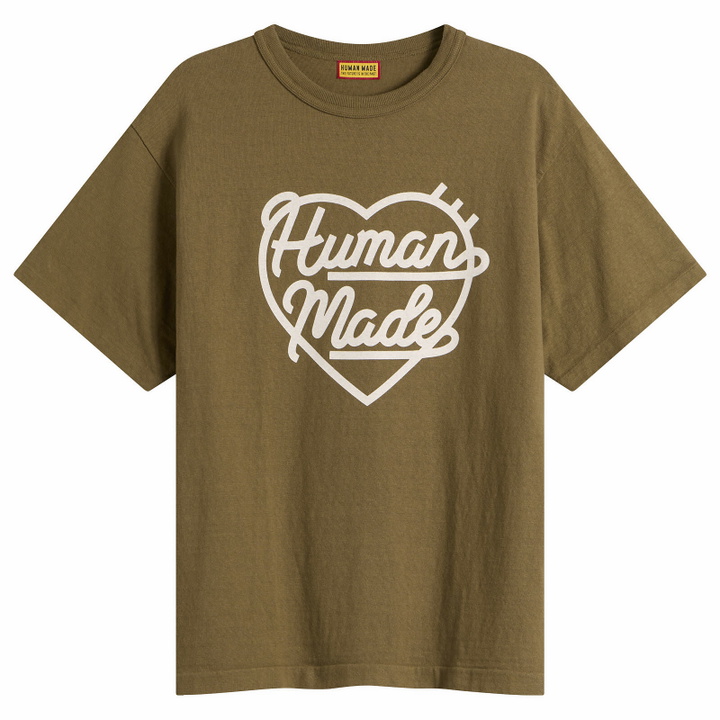 Photo: Human Made Men's Color Heart T-Shirt in Olive Drab