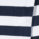 Reception Men's Long Sleeve Stripe Pocket T-Shirt in Dark Navy/White