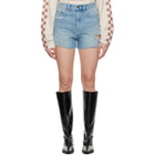 Ksubi Blue Rise N Hi Kut Out Surge Denim Shorts