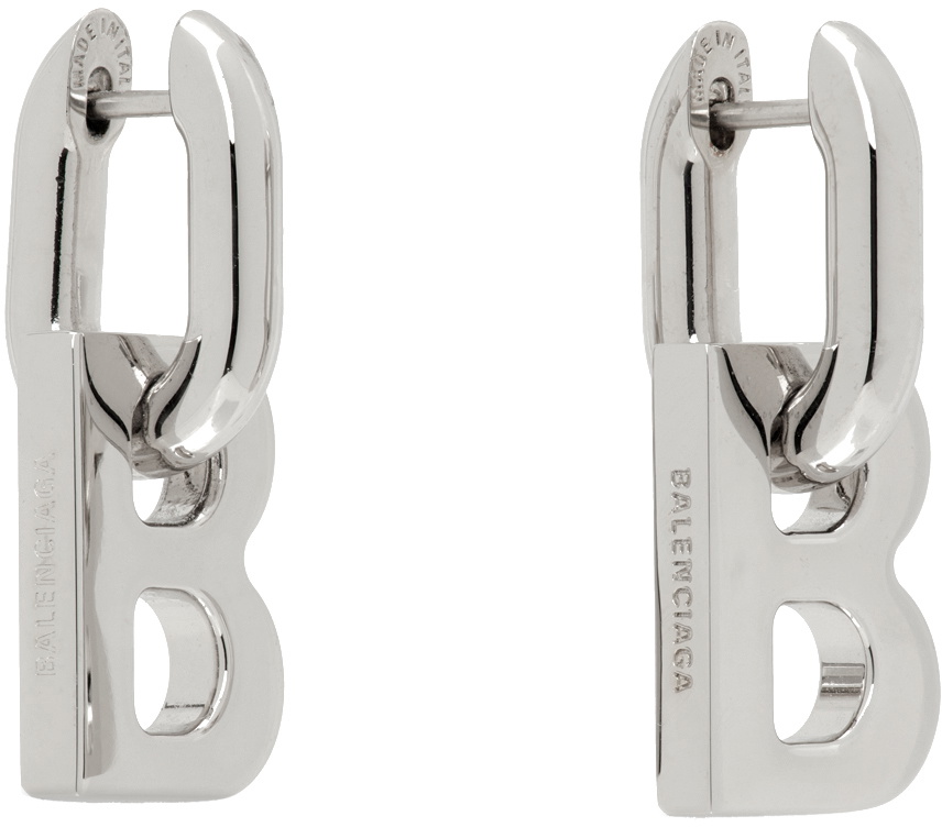 Balenciaga Silver XS B Chain Earrings Balenciaga