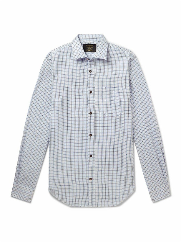 Photo: Purdey - Checked Cotton and Cashmere-Blend Shirt - Blue