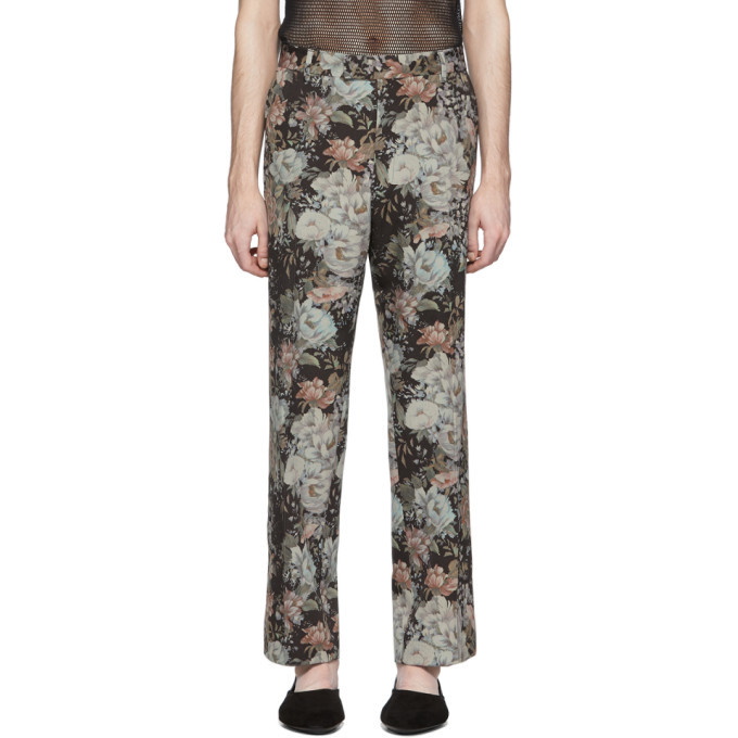 Photo: Dries Van Noten Black and Green Floral Trousers