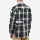 Uniform Experiment Men's Logo Regular Check Shirt in Navy/Yellow