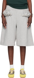 Dries Van Noten Gray Loose Ruffled Shorts