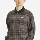 Awake NY Men's Plaid Flannel Zip Overshirt in Brown