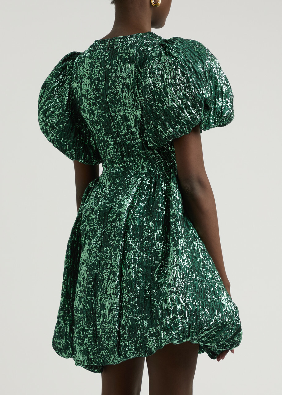 Sister Jane Potion Metallic Cloqué Mini Dress Green Sister Jane