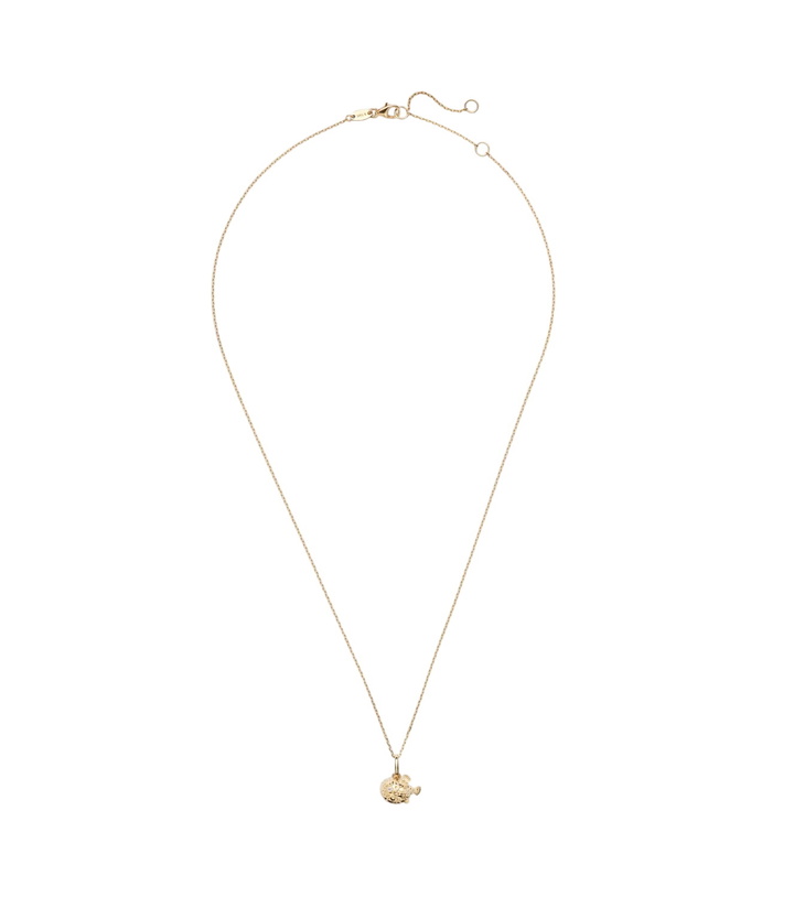 Photo: Stone and Strand Puffer Fish 14kt gold (585/1000) pendant necklace with diamonds