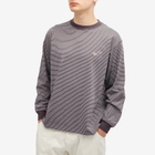 Danton Men's Long Sleeve Stripe Logo T-Shirt in Charcoal/White