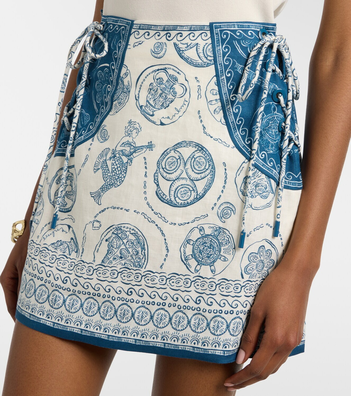 Alémais Lucky printed linen miniskirt