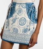 Alémais Lucky printed linen miniskirt