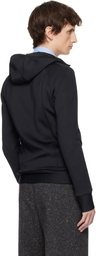Valentino Black Neoprene Embossed VLogo Hoodie