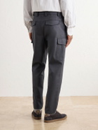 Brunello Cucinelli - Tapered Virgin Wool-Twill Cargo Trousers - Gray