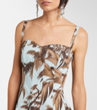 Oscar de la Renta Printed cotton-blend poplin midi dress