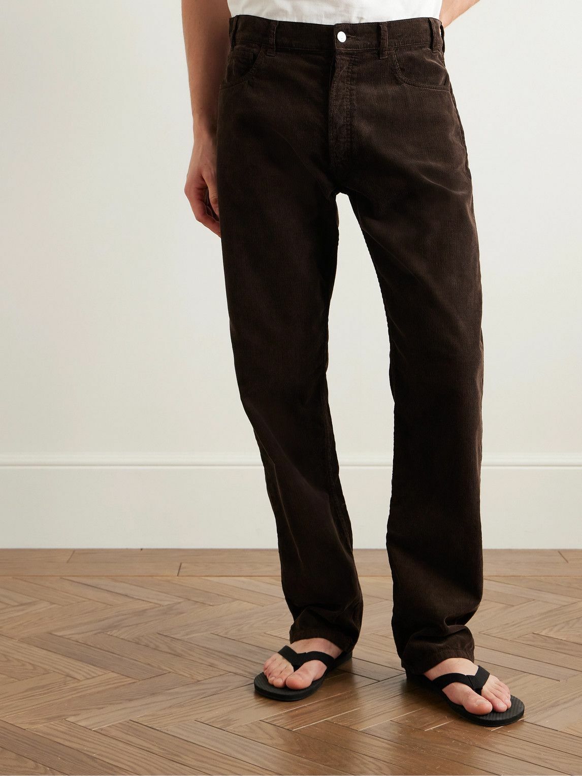 The Row - Burt Straight-Leg Cotton-Corduroy Trousers - Brown