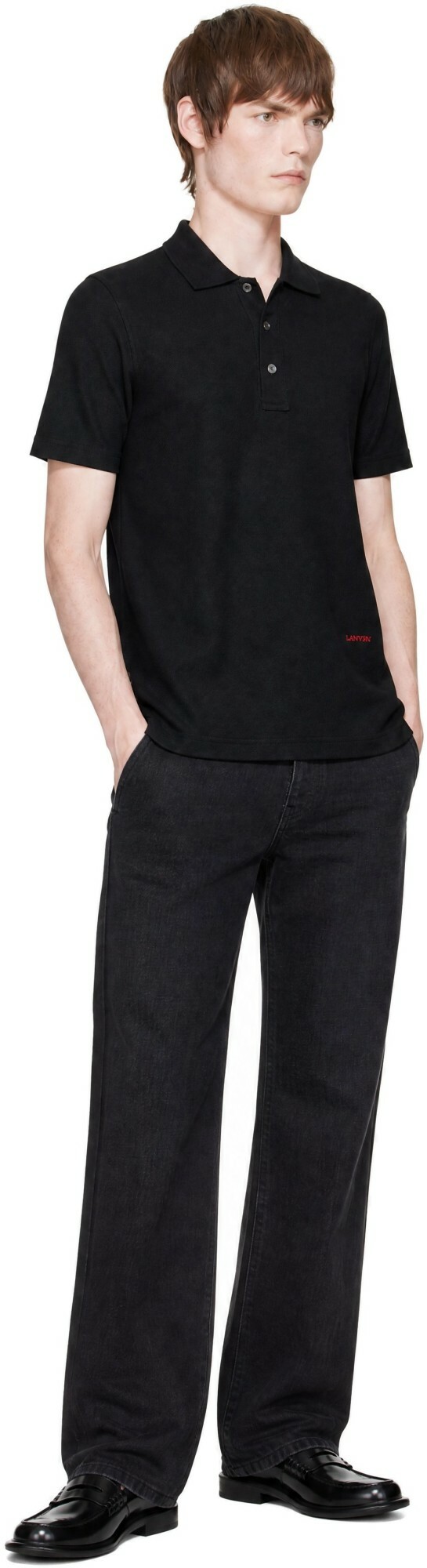 Lanvin Black Cotton Piqué Polo