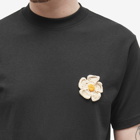 Monitaly Men's Crochet Flower T-Shirt in Black With Natural Gold