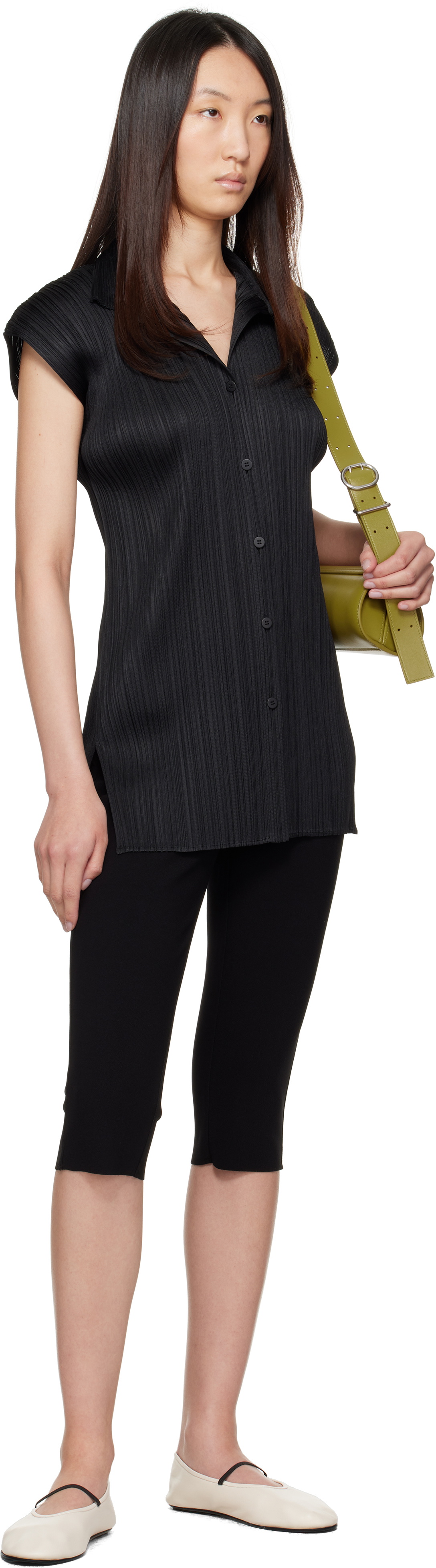 PLEATS PLEASE MONTHLY COLORS MAY トップス PLEATS PLEASE ISSEY MIYAKE Black Monthly Colors May Shirt Pleats