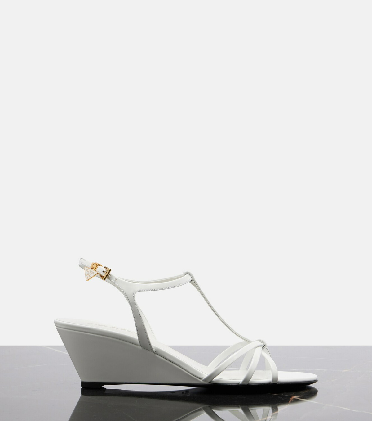 Prada Patent leather wedge sandals