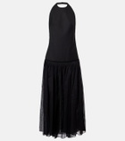 Róhe Pleated wool-blend muslin maxi dress