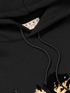 Marni - Logo-Flocked Cotton-Jersey Hoodie - Black