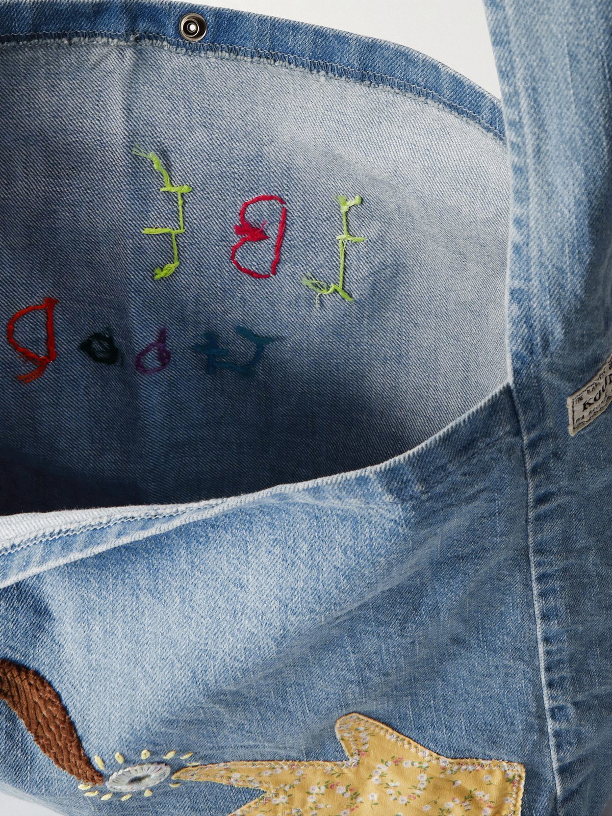 KAPITAL - Alien Healing Appliquéd Denim Messenger Bag KAPITAL