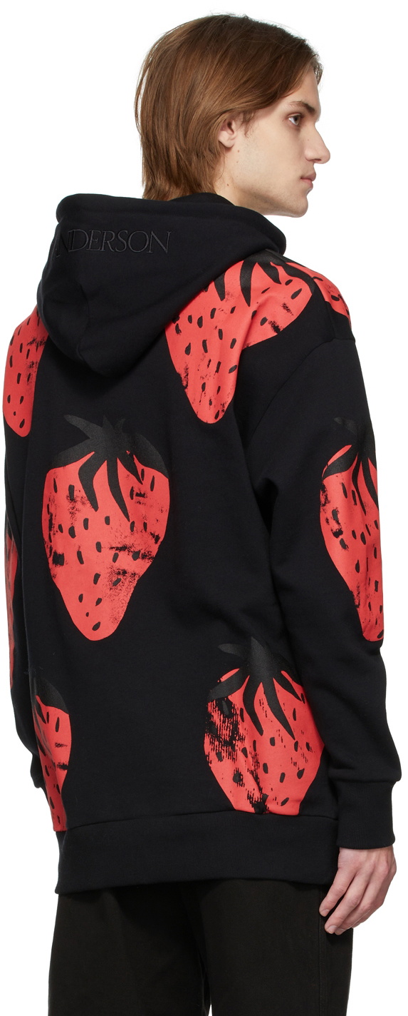 JW Anderson Black & Red Oversized Strawberry Hoodie JW Anderson