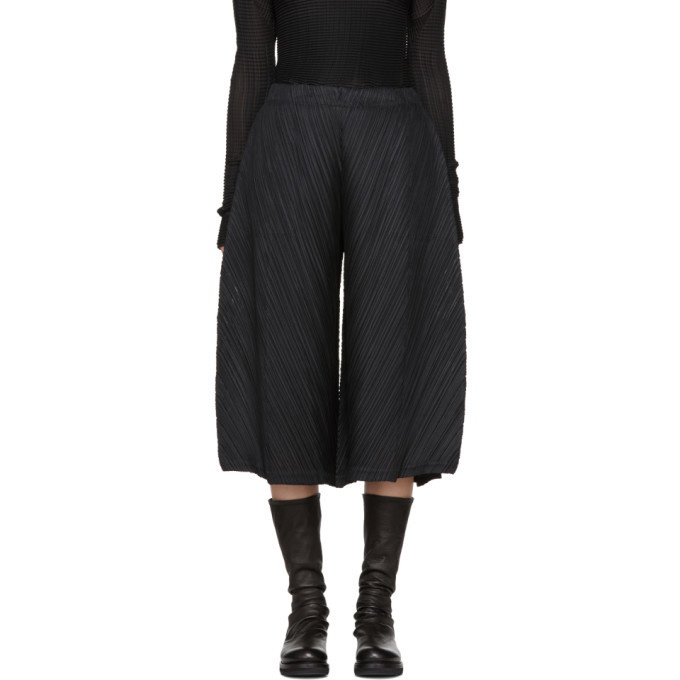Pleats Please Issey Miyake Black Thicker Bounce Wide Trousers