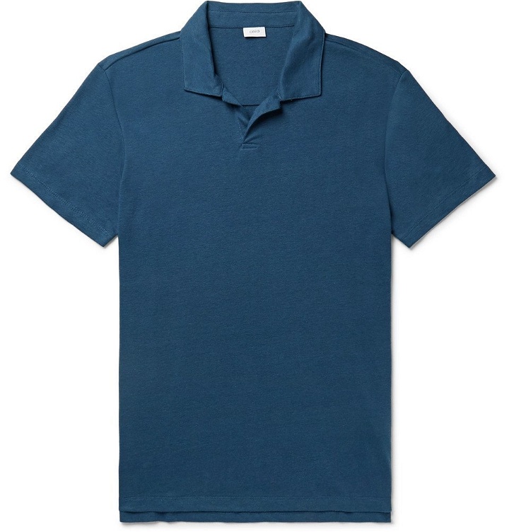 Photo: Onia - Linen-Blend Jersey Polo Shirt - Navy