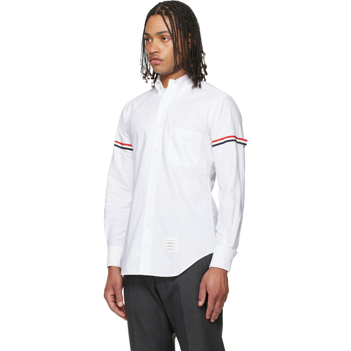 Thom Browne White Oxford RWB Armband Shirt