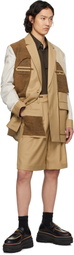 Feng Chen Wang Beige Deconstruction Patchwork Blazer