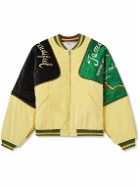 KAPITAL - Embroidered Padded Panelled Cotton and Velvet Bomber Jacket - Yellow