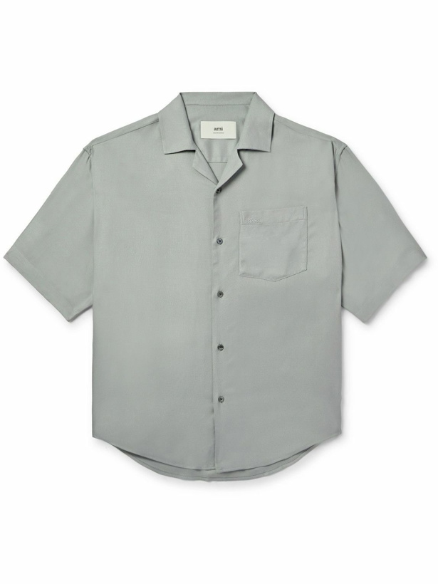 Photo: AMI PARIS - Camp-Collar Cotton-Voile Shirt - Blue