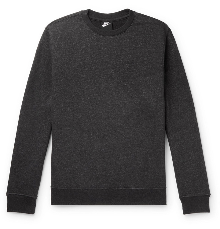 Photo: NIKE - Logo-Detailed Cotton-Blend Jersey Sweatshirt - Gray