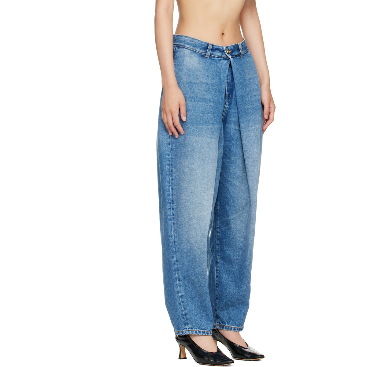 BALMAIN Blue Barrel-Leg Denim Jeans