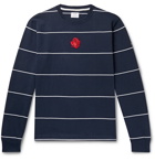 Noah - Logo-Embroidered Striped Cotton-Jersey T-Shirt - Blue